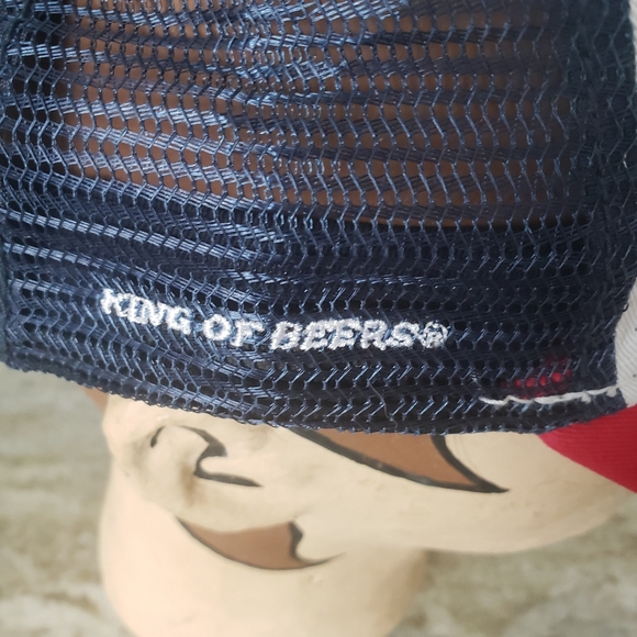 Custom Budweiser Beer Vintage Navy Blue Red Bill Zip Back Cap Hat - Picture 3 of 9